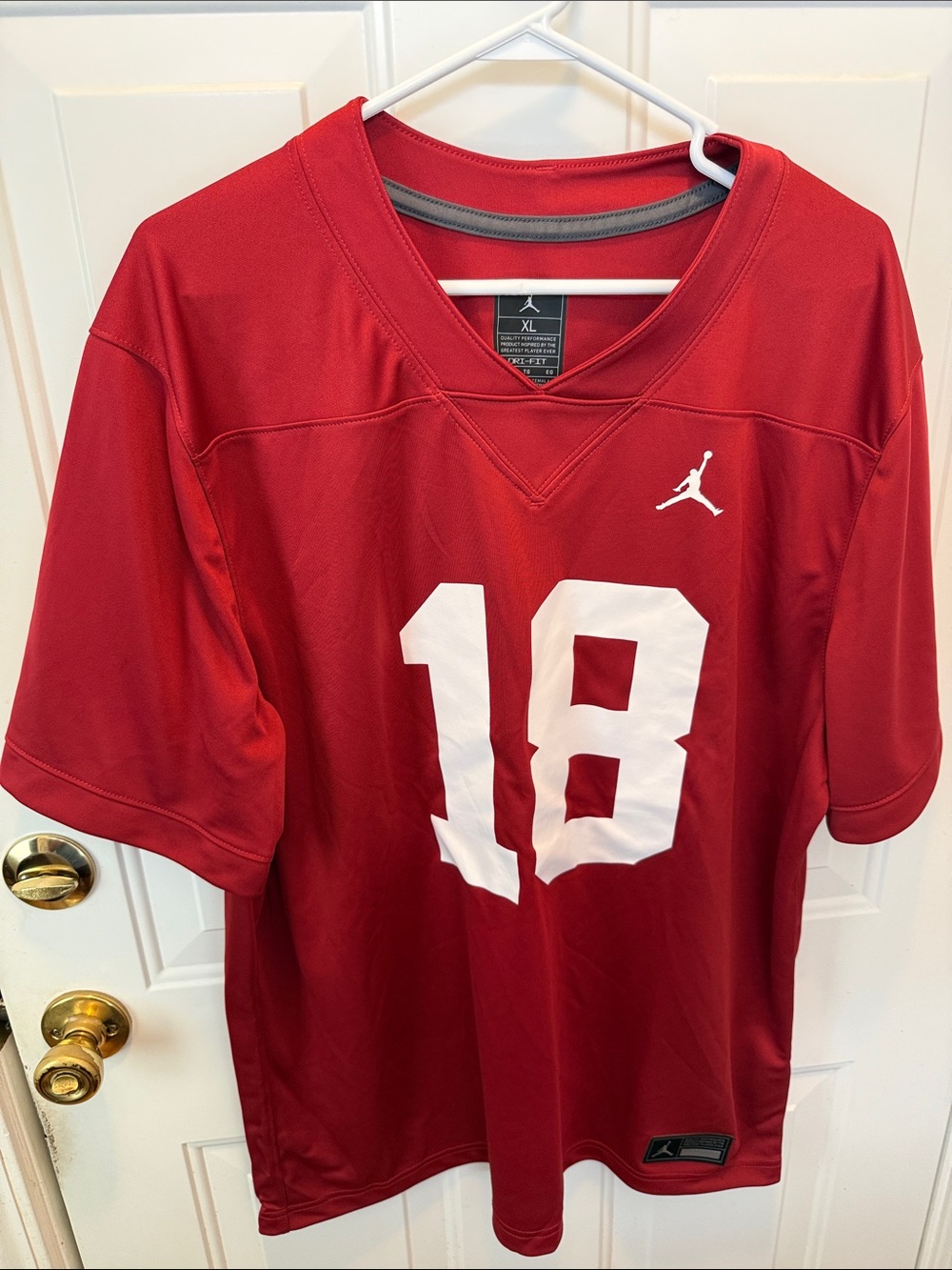 Alabama Jordan Athletic Jersey with White Number 18 Hubbard